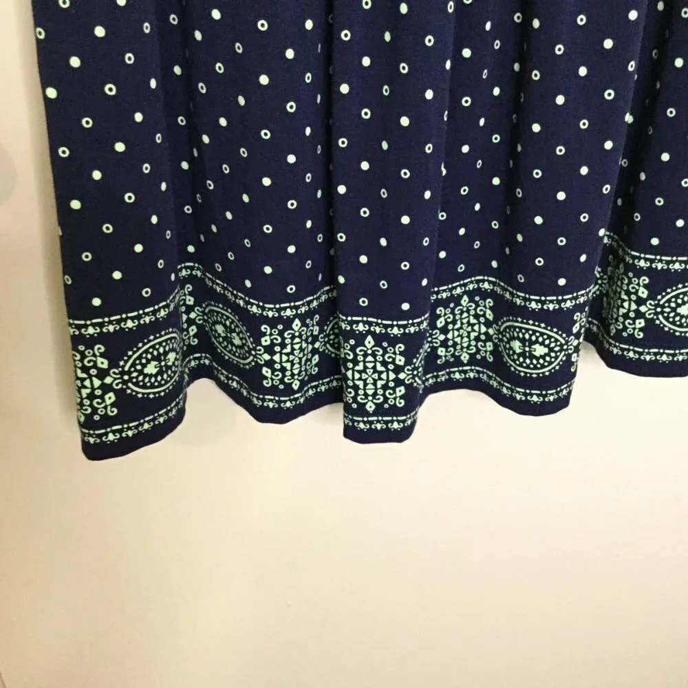 Lands' End Surplice Wrap Front Fit & Flare Navy Sleeveless Dress - Picture 4 of 8